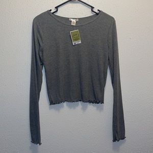 NWT grey long sleeve crop top